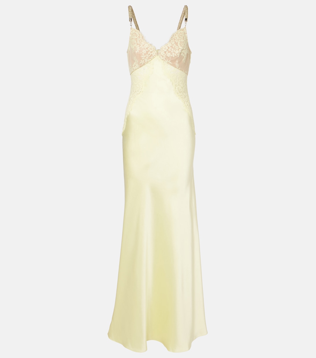 X Christopher Kane Lace-Trimmed Satin Maxi Dress