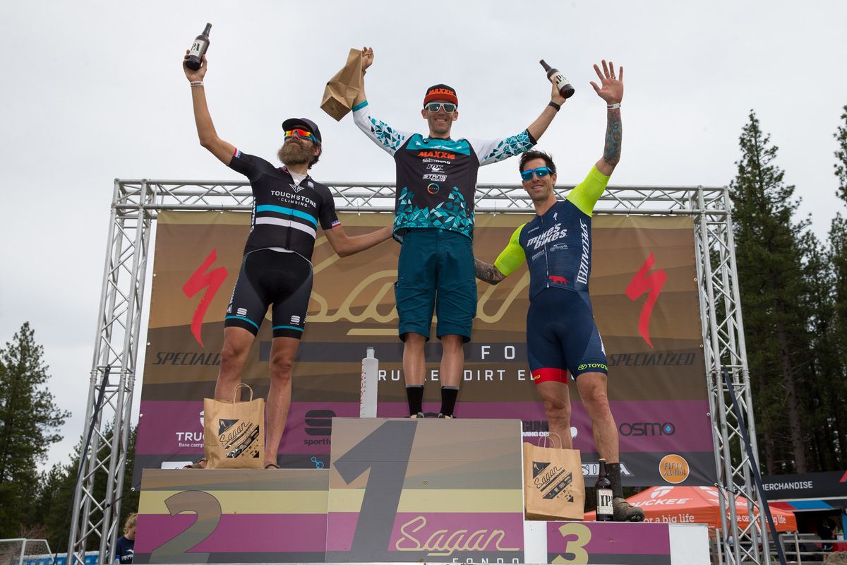 Canadian Geoff Kabush (Yeti-Maxxis) took first place overall at the Sagan Fondo, with Jonathan Baker (Toucshstone Climbing) in second and Robert Anatelli (Mike's Bikes) in third