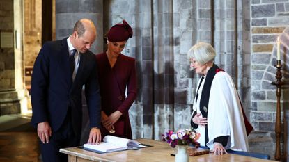 Prince William and Kate Middleton at the Queen Elizabeth one year anniversary memorial service in Wales