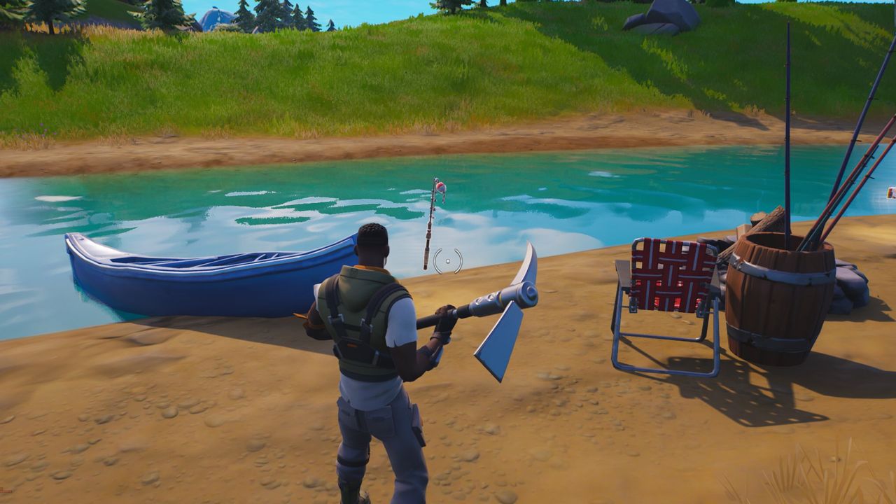 Fortnite fishing rod near a fishing spot