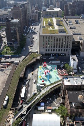 To the right of the High Line is Rainbow City, an environmental and interactive art installation