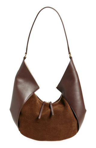 Large Riva Suede 
Leather Hobo Bag