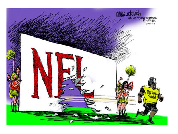 Editorial cartoon Michael Sam NFL