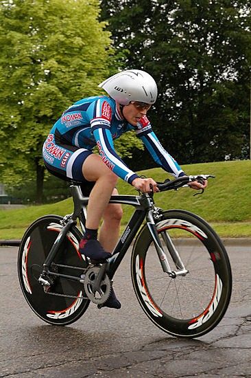 Christen King (PROMAN) zips up the hill.