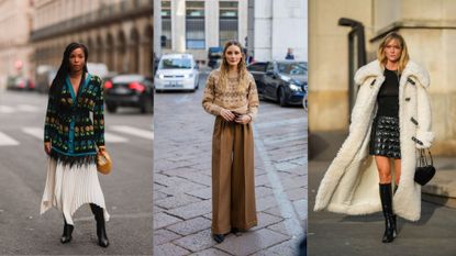 A composite of street style influencers showing winter outfit ideas