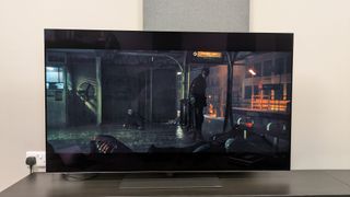 A shot of the subway fight scene from The Batman on the LG G5 in Dolby Vision Cinema Home mode post update