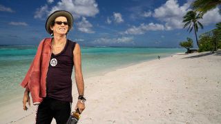 Keith Richards photoshopped onto a beach