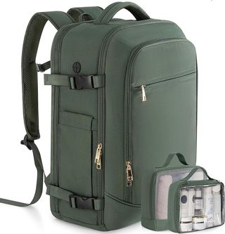 Rinlist Carry on Backpack, Flight-Approved Backpack for Traveling, 40l Personal Item Travel Backpack, Peacock Green