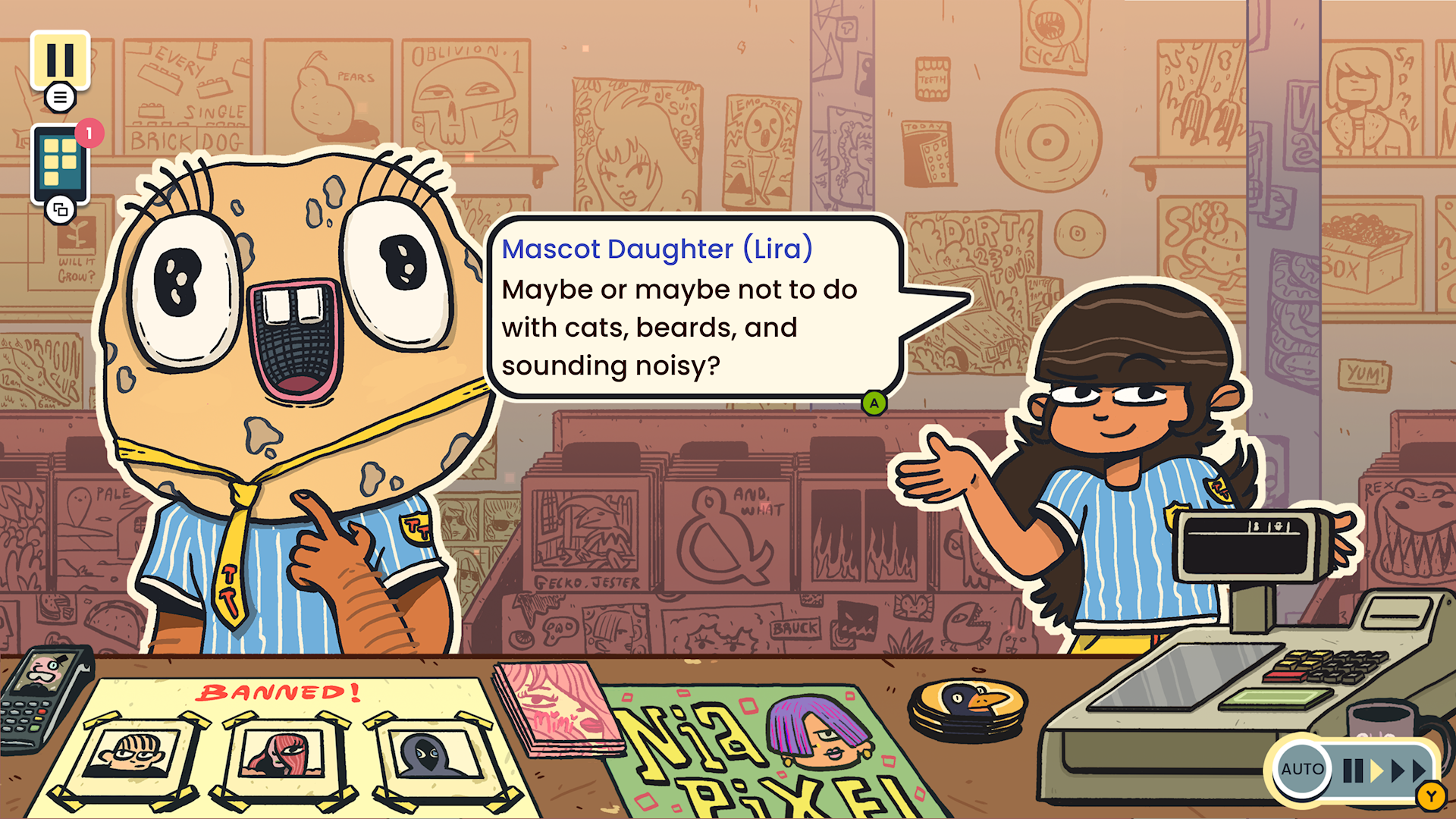Wax Heads review; zine like art for a record store puzzle game