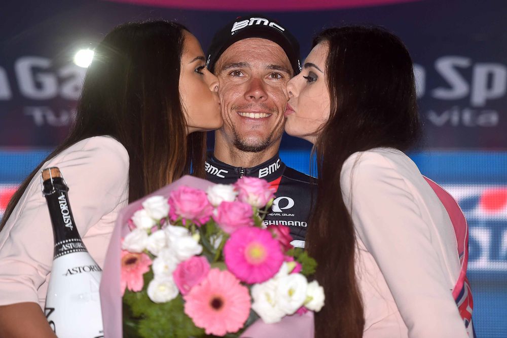 Philippe Gilbert on the stage 12 podium after his win.