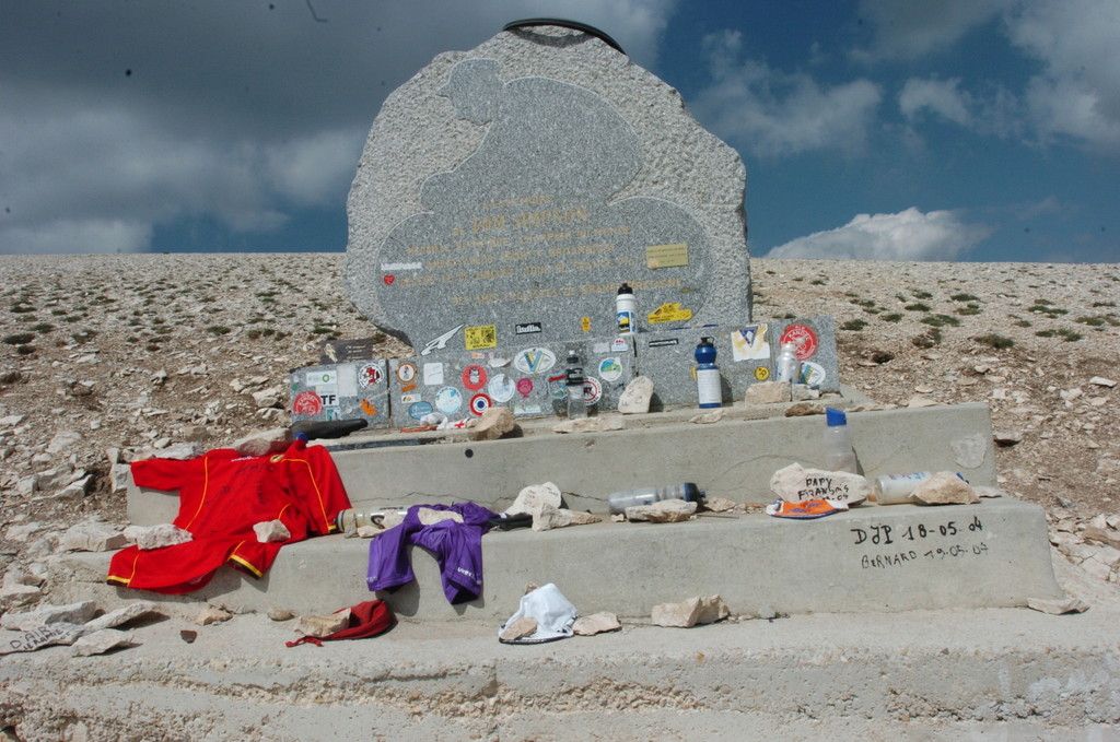 The Tom Simpson memorial near the summit of Mont Ventoux