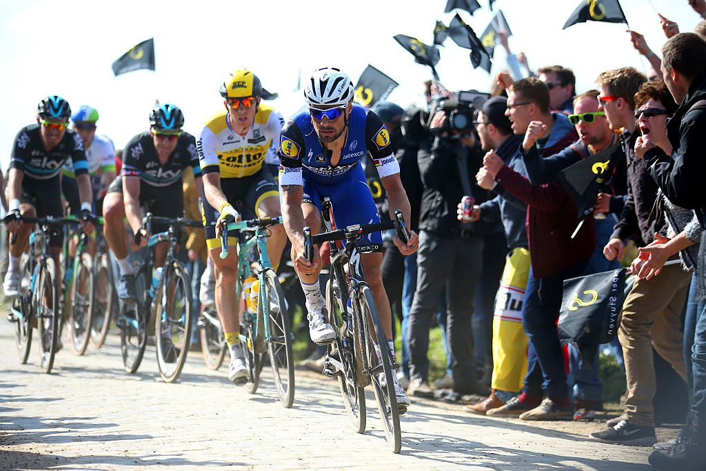 xxxx during the 2016 Paris - Roubaix cycle race from Compiegne to Roubaix on April 10, 2016 in Roubaix, France.