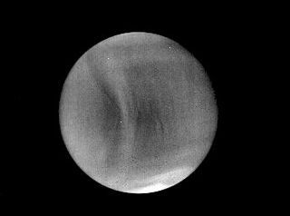 Japan's Akatsuki spacecraft captured this image of Venus after its attitude control engine thrust ejection on Dec. 7, 2015, at a distance of 45,000 miles (72,000 km) from Venus.