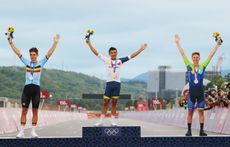 Tokyo Olympics men's road race podium