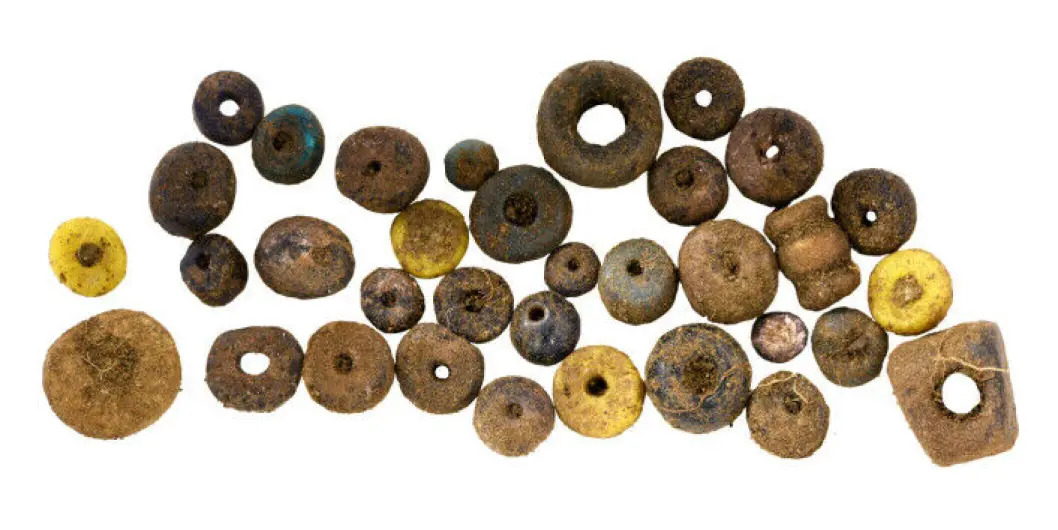 Excavated beads with white background.