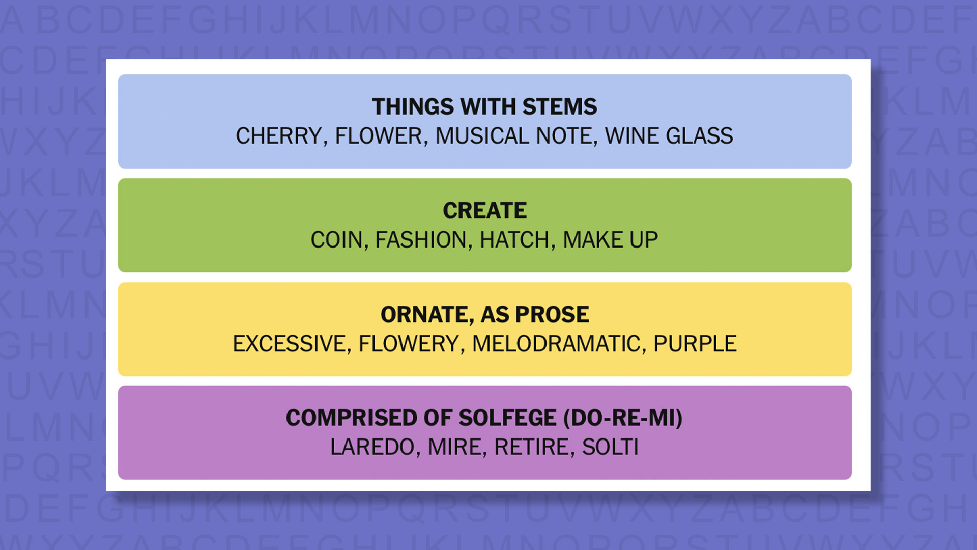 NYT Connections answers for game 928 on a purple background