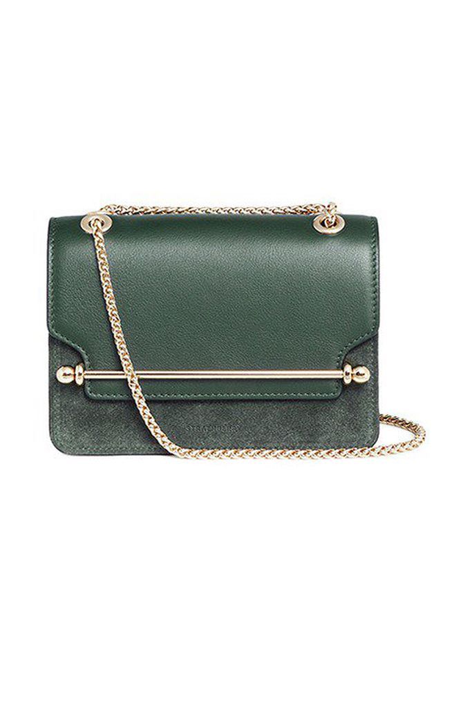 Bag, Handbag, Green, Fashion accessory, Leather, Shoulder bag, Chain, Material property, Silver, Beige,