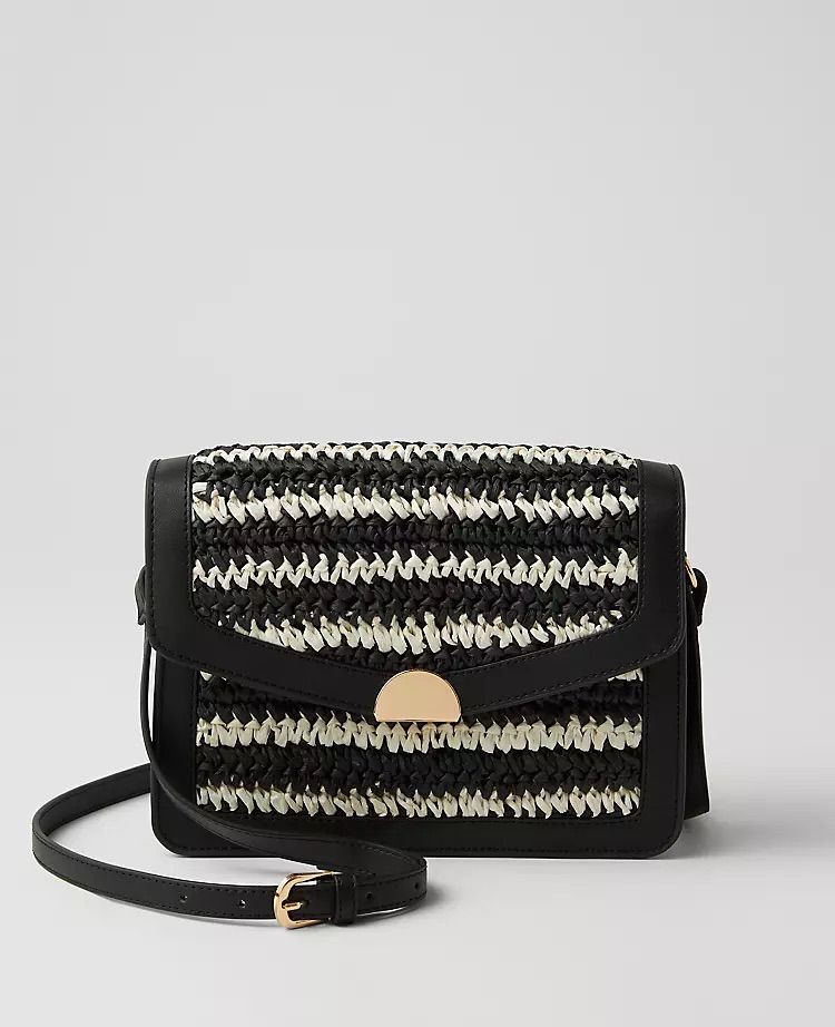 Ann Taylor Weekend Collection Striped Raffia Crossbody Bag