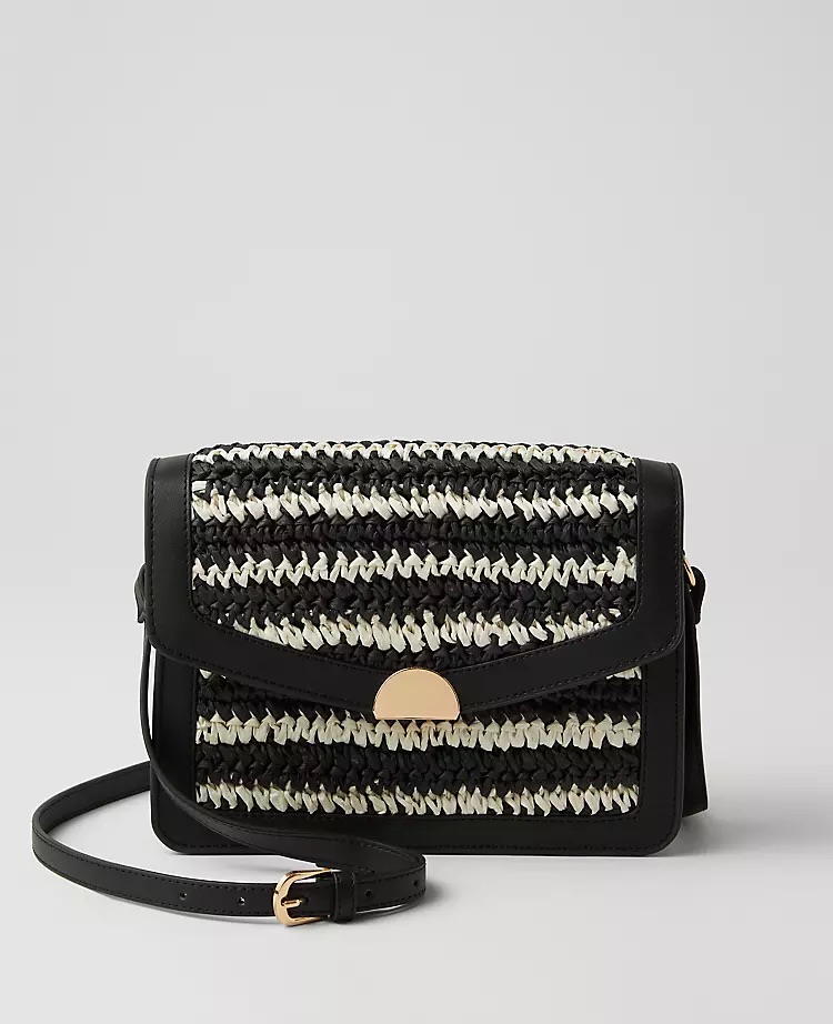 Ann Taylor Weekend Collection Striped Raffia Crossbody Bag