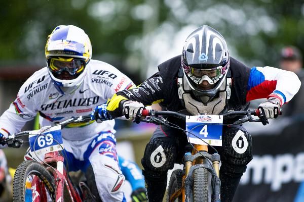 Michal Prokop and another rider duke it out
