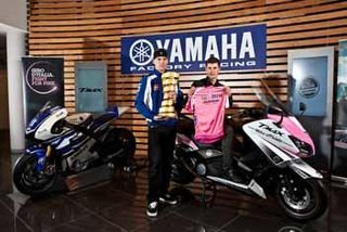 Enrico Battaglin and Ben Spies at the Yamaha Giro d'Italia launch.