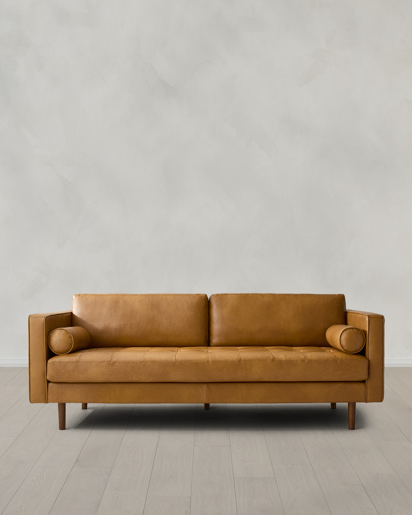 Italian Leather Midcentury Sofa in Chestnut