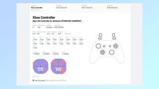 A screenshot showing the results of Hardware Tester's Gamepad Tester for the 8BitDo Ultimate Controller