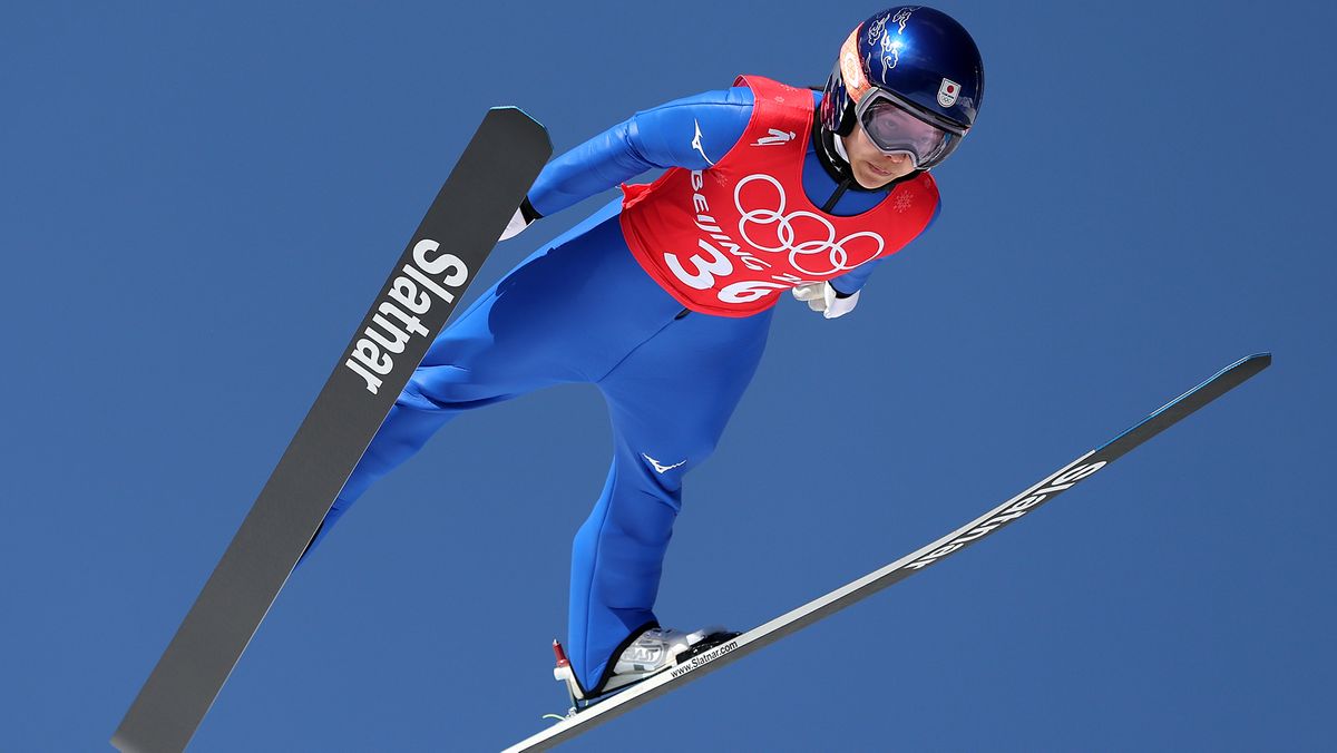 Sara Takanashi of Team Japan jumps during Women&#039;s Ski Jumping Normal Hill Official Training 2 at Zhangjiakou National Ski Jumping Centre on February 4, 2022 in Beijing, China.