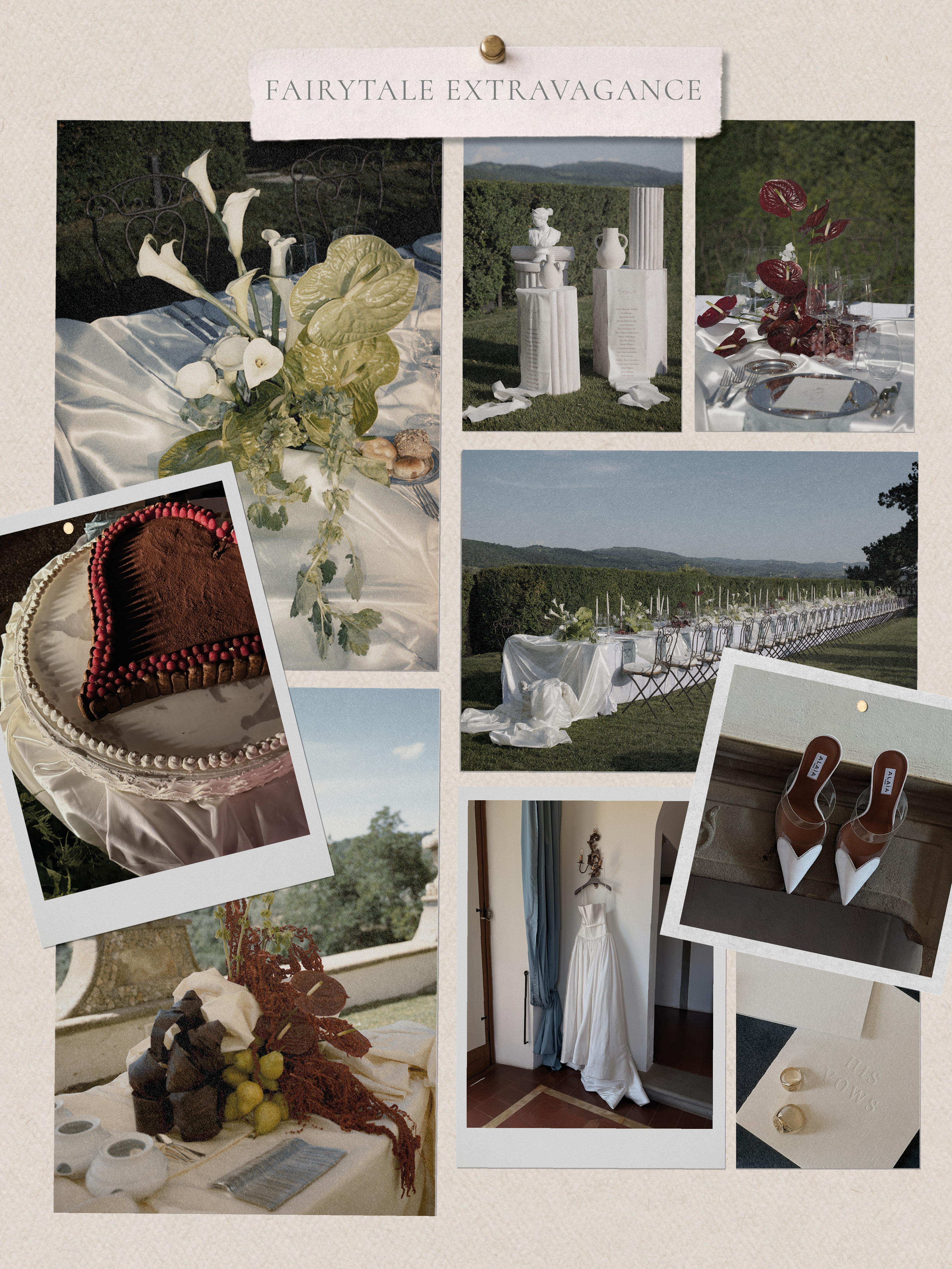 a moodboard of a fairytale extravagance 2026 wedding trend