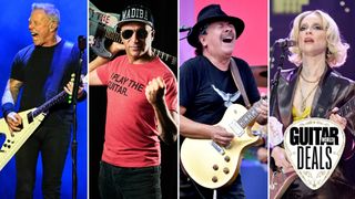 [L-R] James Hetfield, Tom Morello, Carlos Santana and St. Vincent
