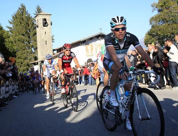 Oliver Zaugg (Leopard Trek) passes the Madonna di Ghisallo chapel and museum