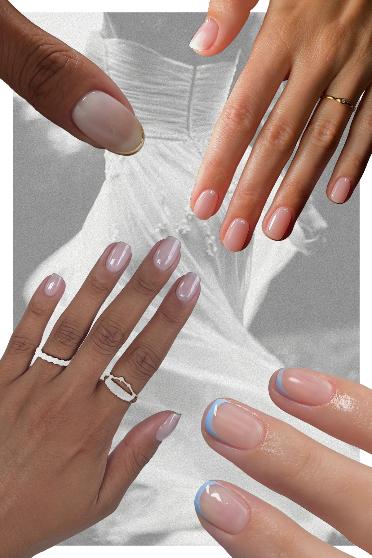A collage of the bride's French manicure