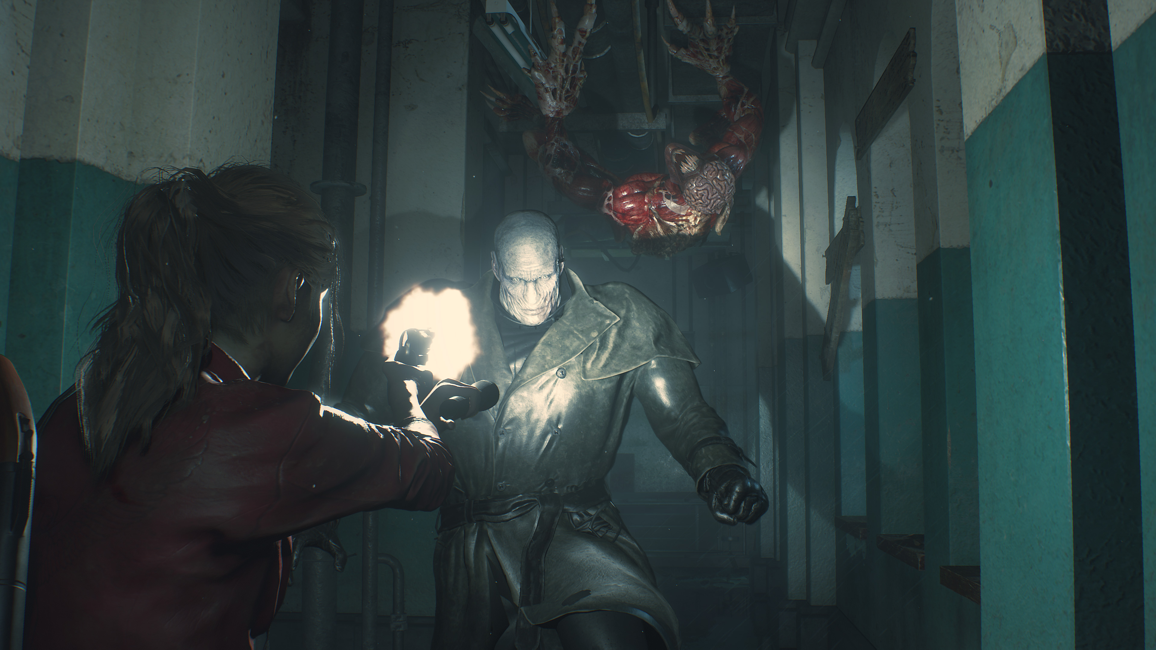 Resident Evil 2 Remake - Claire menembak Mr X