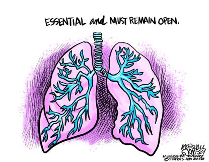 Editorial Cartoon U.S. lungs essential must remain open coronavirus