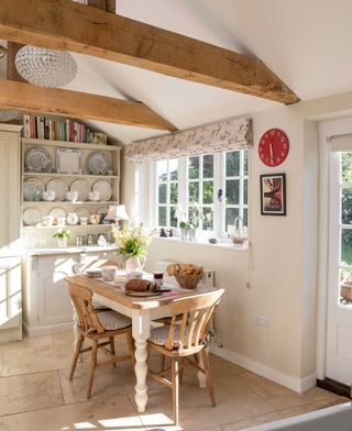 cottage kitchen diner with wooden dining room table