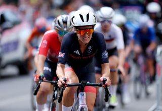 PARIS FRANCE AUGUST 04 Elizabeth Deignan of Team Great Britain competes in the breakaway during the Womens Road Race on day nine of the Olympic Games Paris 2024 at Trocadero on August 04 2024 in Paris France Photo by Alex BroadwayGetty Images