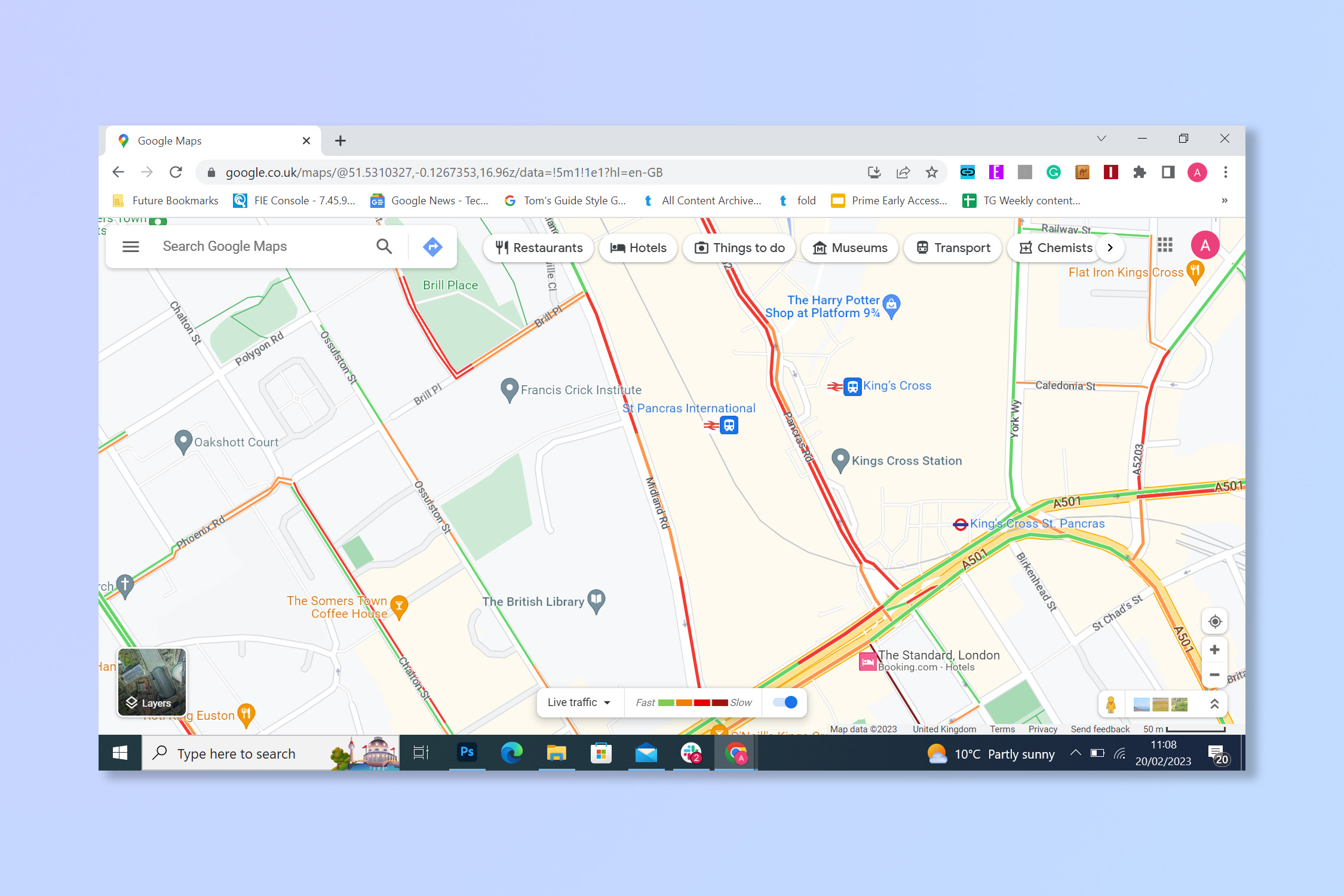 Просмотр информации о пробках на Google Maps