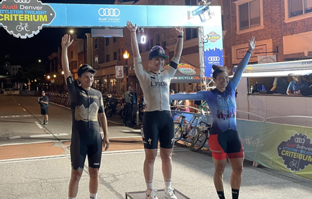 Pro women's podium for 2023 Audi Denver Littleton Twilight Criterium
