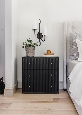 Ikea Tarva hack black fluted nightstand by Jenna Sue Design