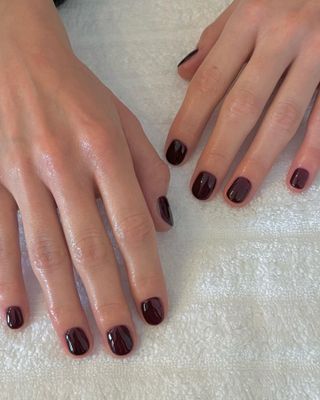 @paintedbyjools black cherry manicure