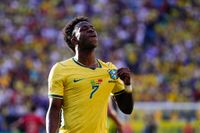 Vinicius Junior of Brazil celebrates his goal against Morocco