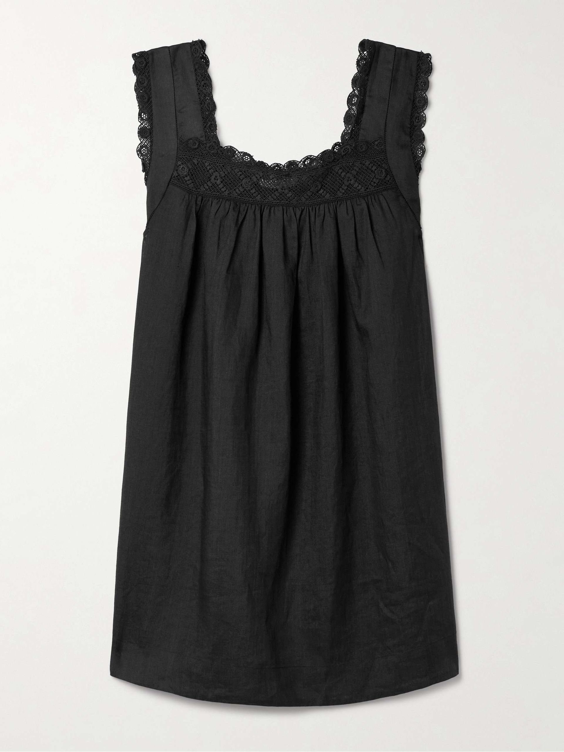 Almadia Crochet-Trimmed Ramie Mini Dress