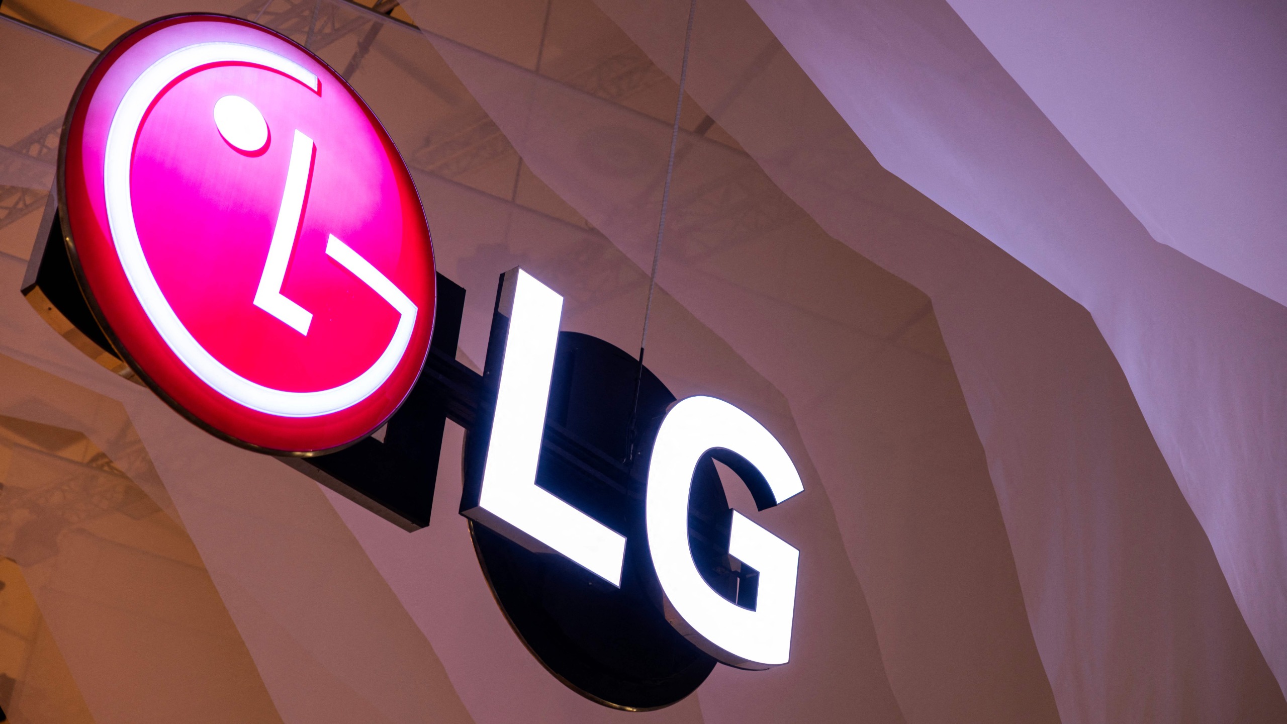 The LG logo on a wall at the IFA trade show