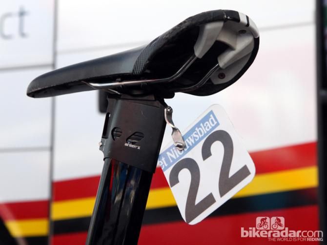 Other Lotto-Belisol riders had their race numbers attached to the back of the seatmast head