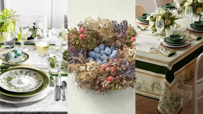 A three panel image of the Williams Sonoma Easter Collection