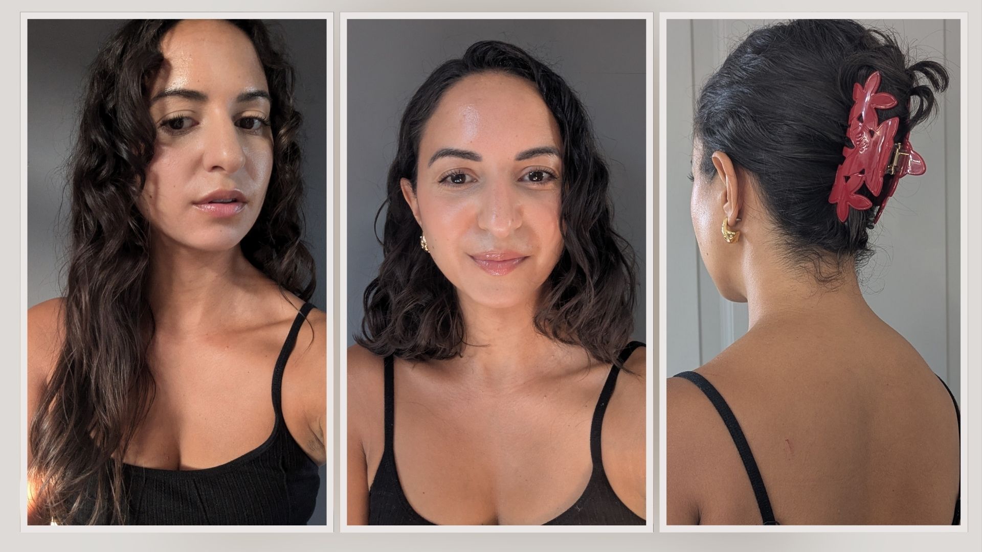 Jazz Harris showing different ways to style a curly bob