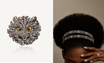 diamond cat brooch and tiara, part of Christie’s Jewels Online: The London Edit sale