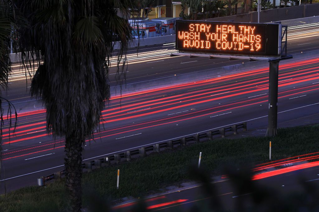 A sign in San Diego telling people to wash their hands.