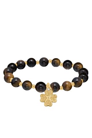 Beads & Clover Charm Stretch Bracelet - Exclusive