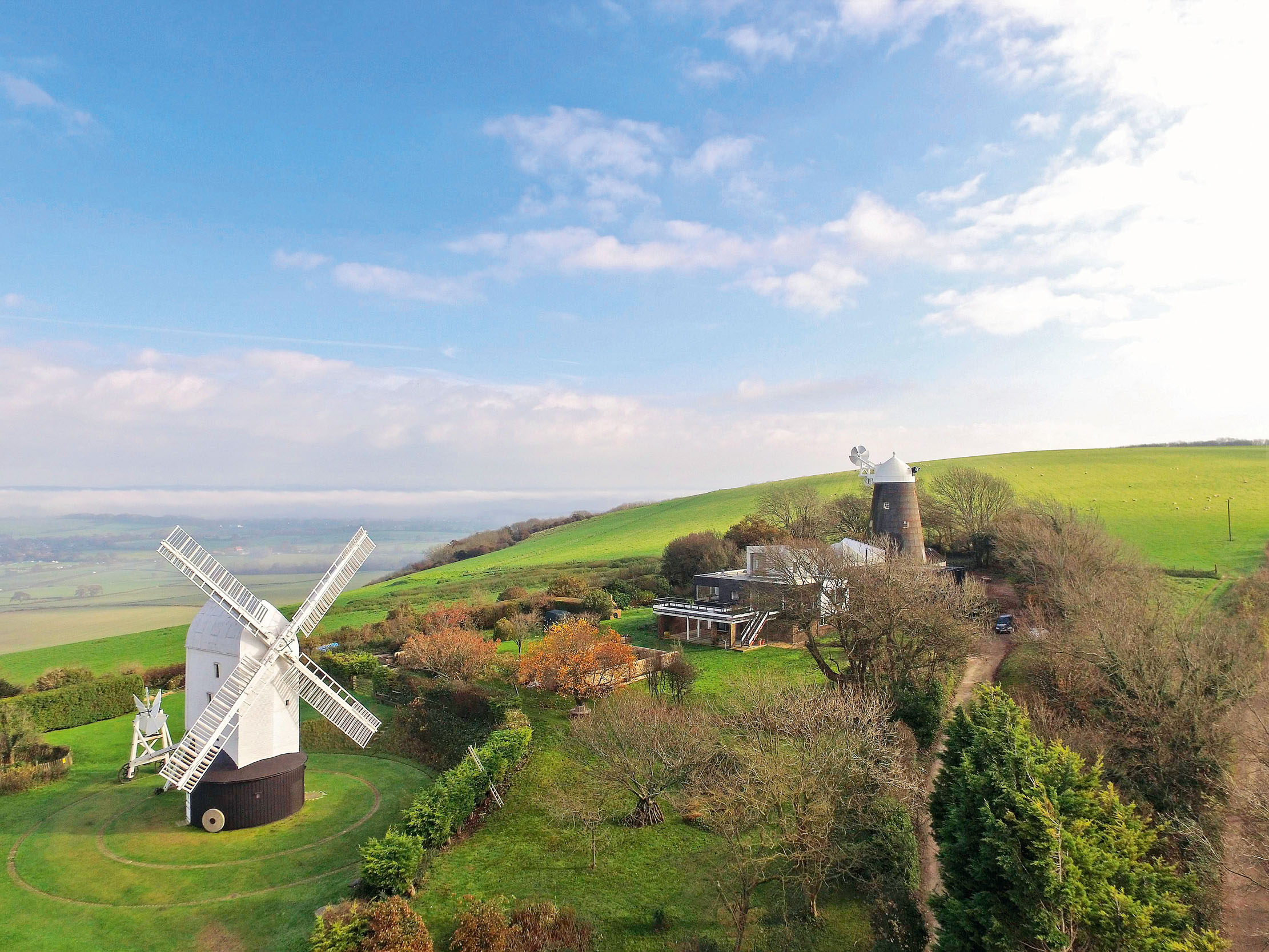 Corn windmills on Clayton Hill in Sussex, England.